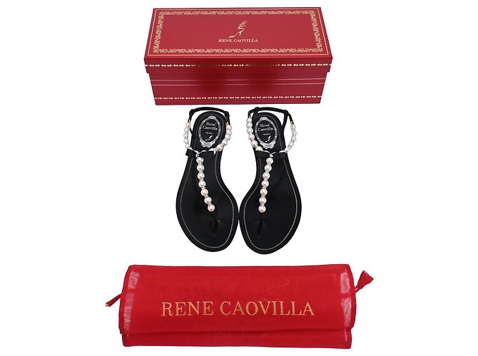 Rene Caovilla Sandali bassi decorati con perle René Caovilla Nero - vista 12