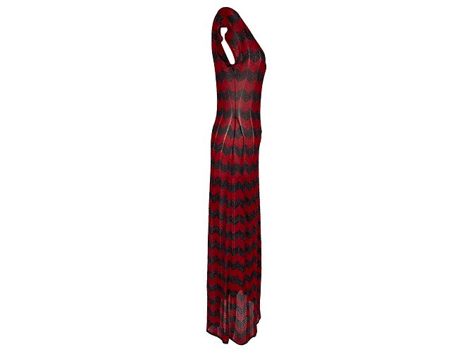 Abito Maxi Missoni Chevron in viscosa rosso e nero - vista 2