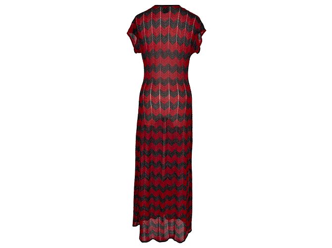Abito Maxi Missoni Chevron in viscosa rosso e nero - vista 3