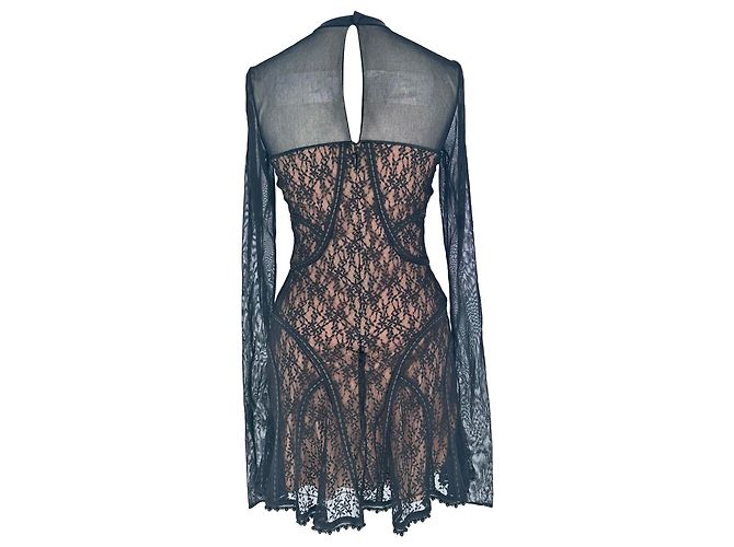 Mini abito cover-up in pizzo Alexander Wang in nylon nero - vista 2
