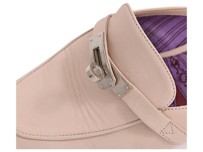 Kelly Mules Hermès Oz en piel beige - vista 17