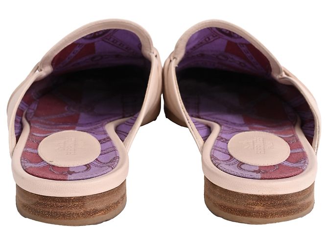Kelly Mules Hermès Oz en piel beige - vista 3
