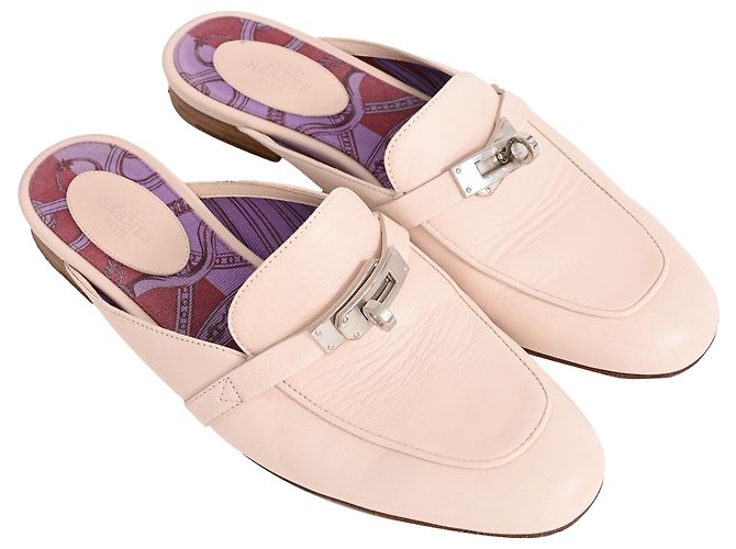 Kelly Mules Hermès Oz en piel beige - vista 4