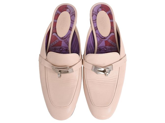 Kelly Mules Hermès Oz en piel beige - vista 5