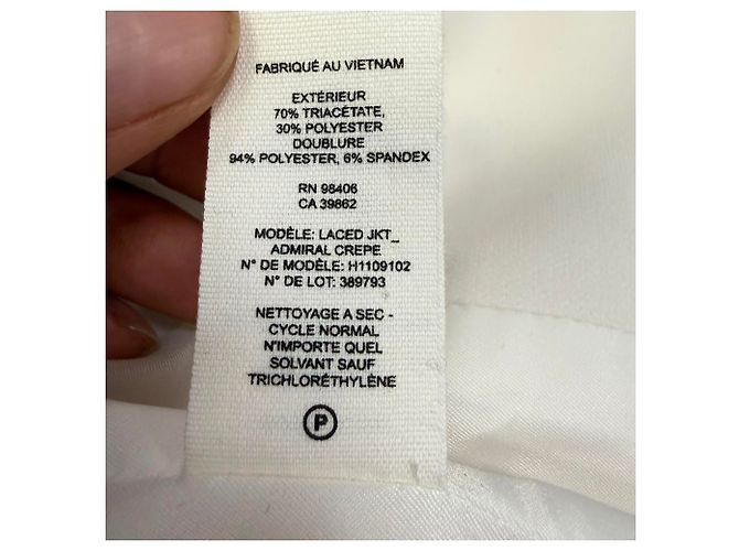 Blazer Theory abotoado simples com laços laterais em triacetato creme Branco Cru - vista 10