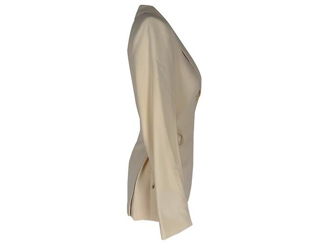 Blazer Theory abotoado simples com laços laterais em triacetato creme Branco Cru - vista 3
