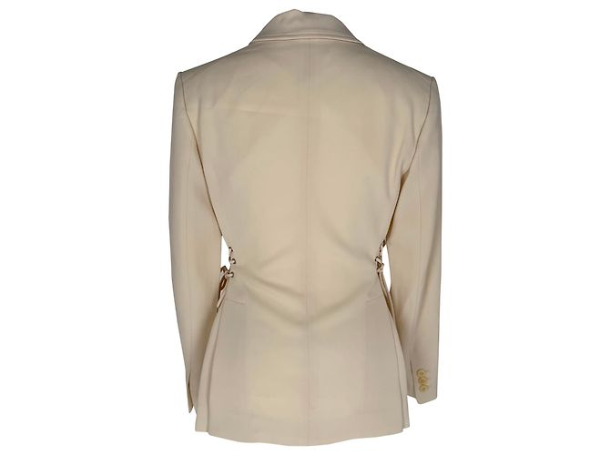 Blazer Theory abotoado simples com laços laterais em triacetato creme Branco Cru - vista 6