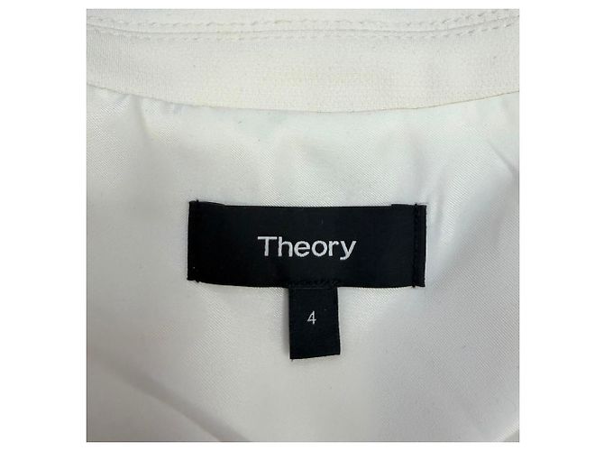 Blazer Theory abotoado simples com laços laterais em triacetato creme Branco Cru - vista 8