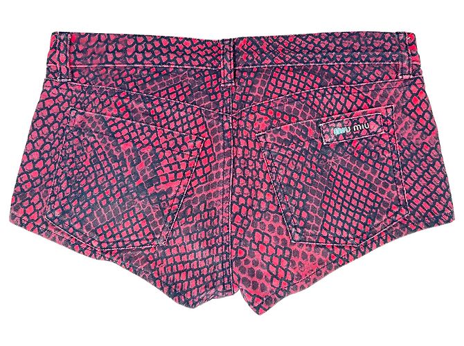 Mini shorts de algodón rojo con estampado de piel de serpiente Miu Miu Roja - vista 2