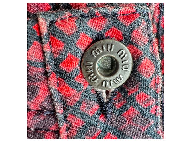Mini shorts de algodón rojo con estampado de piel de serpiente Miu Miu Roja - vista 3