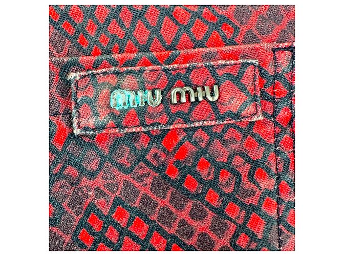 Mini shorts de algodón rojo con estampado de piel de serpiente Miu Miu Roja - vista 4