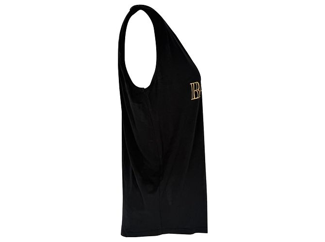 Top sin mangas Balmain Gold Logo en algodón negro - vista 3