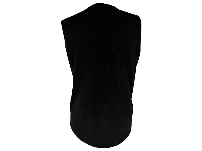Top sin mangas Balmain Gold Logo en algodón negro - vista 4