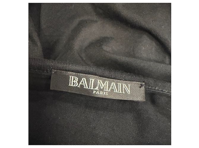 Top sin mangas Balmain Gold Logo en algodón negro - vista 7