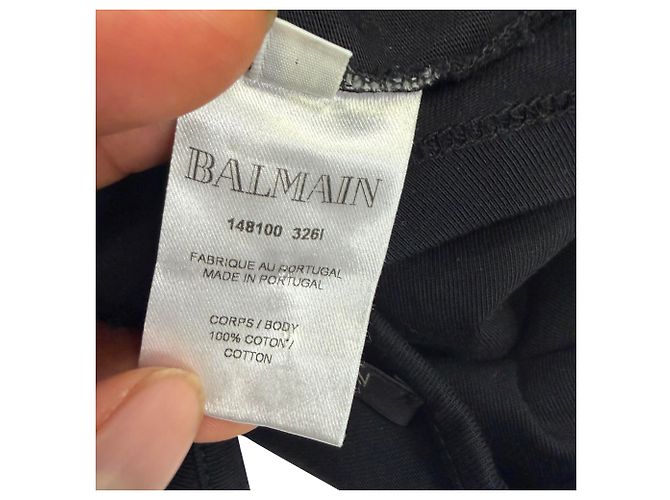 Top sin mangas Balmain Gold Logo en algodón negro - vista 9