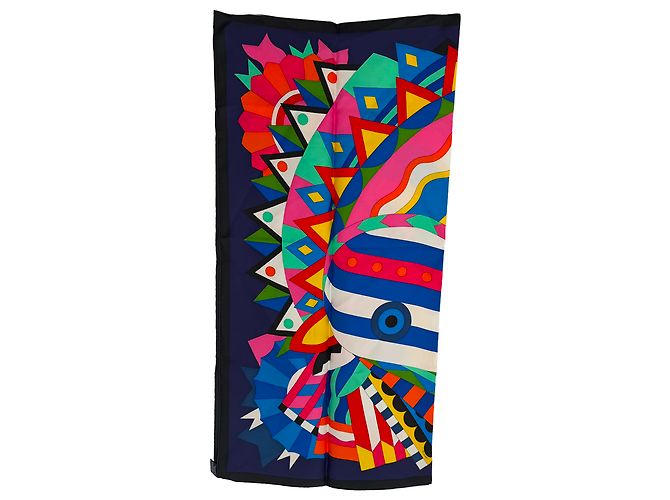 Hermès Cheval de Fête 90 in seta multicolore - vista 4