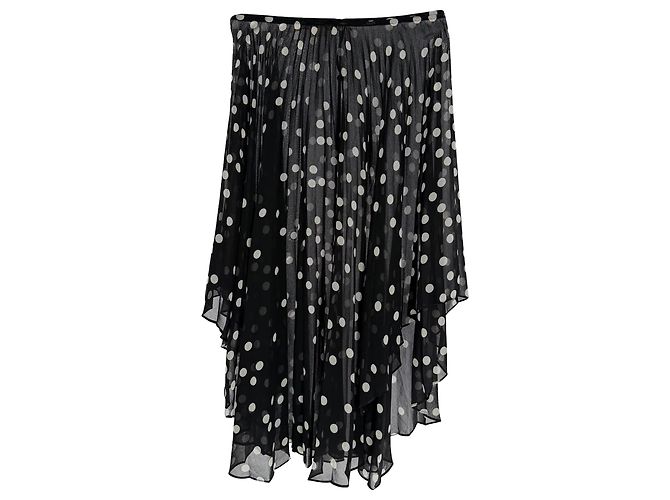 Stella Mc Cartney Falda midi plisada asimétrica de lunares Stella McCartney en gasa negra Impresión de pitón - vista 2