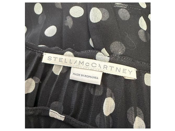 Stella Mc Cartney Falda midi plisada asimétrica de lunares Stella McCartney en gasa negra Impresión de pitón - vista 3