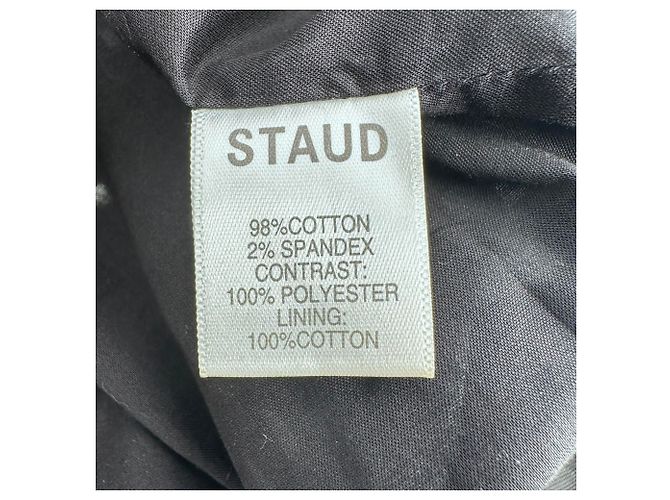 Staud Tulle Trim Polka Dot Midi Dress in Black Cotton - view 5
