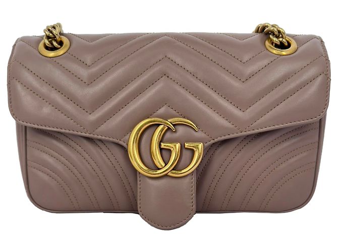 Borsa a tracolla Gucci Medium GG Marmont in pelle Tan Marrone Beige - vista 4