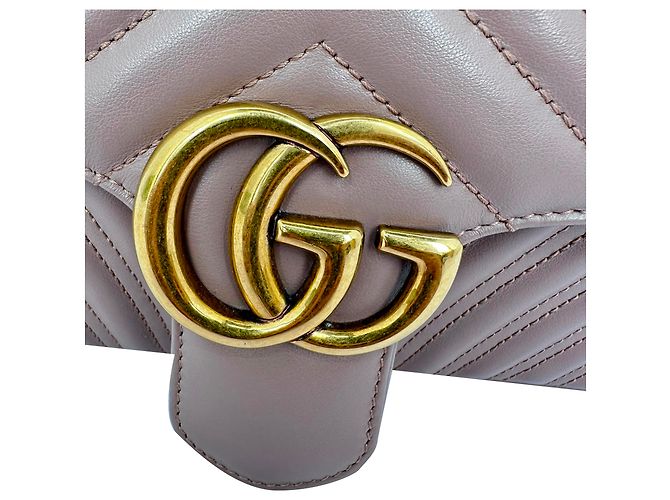 Borsa a tracolla Gucci Medium GG Marmont in pelle Tan Marrone Beige - vista 5