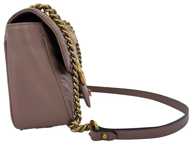 Borsa a tracolla Gucci Medium GG Marmont in pelle Tan Marrone Beige - vista 6