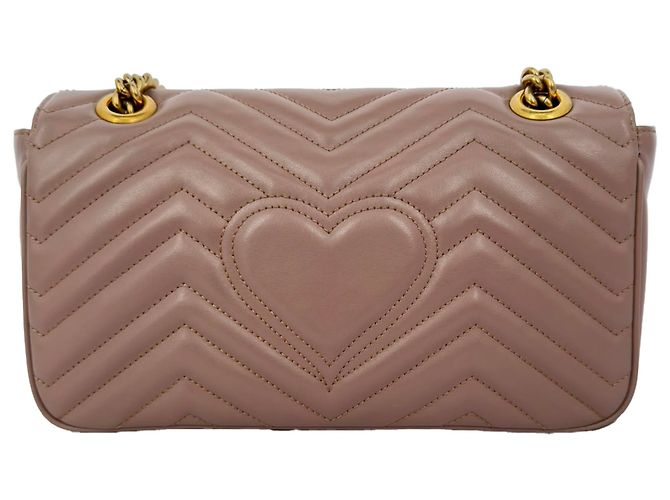 Borsa a tracolla Gucci Medium GG Marmont in pelle Tan Marrone Beige - vista 7