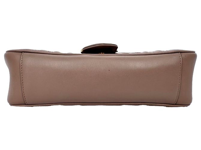 Borsa a tracolla Gucci Medium GG Marmont in pelle Tan Marrone Beige - vista 8