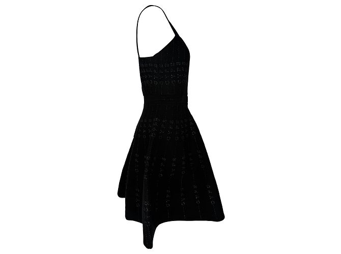 Maje Relief Mini-Kleid aus Stretch-Strick mit Metallic-Print in schwarzem Polyester - Ansicht 2