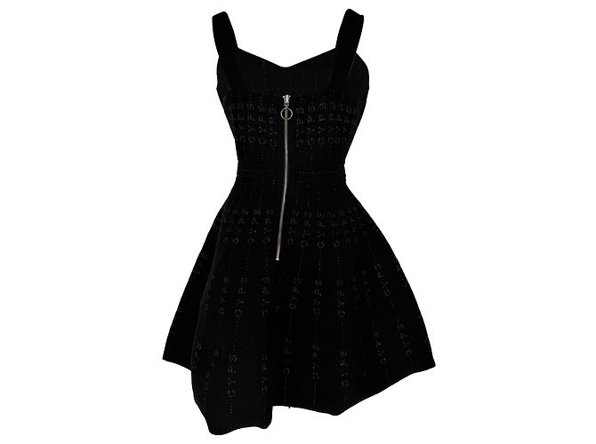 Maje Relief Mini-Kleid aus Stretch-Strick mit Metallic-Print in schwarzem Polyester - Ansicht 3