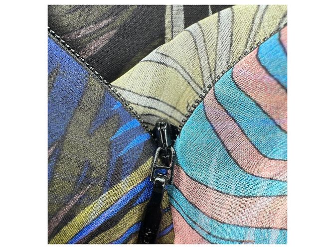 Abito maxi stampato piume Emilio Pucci in seta multicolore - vista 5