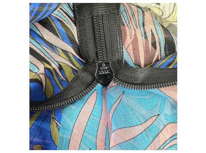 Abito maxi stampato piume Emilio Pucci in seta multicolore - vista 7