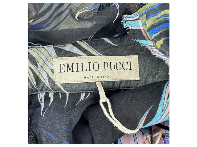 Abito maxi stampato piume Emilio Pucci in seta multicolore - vista 8