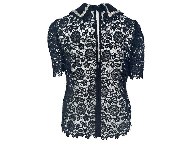 Self portrait Self-Portrait Bluse aus Guipure-Spitze aus schwarzem Polyester - Ansicht 3