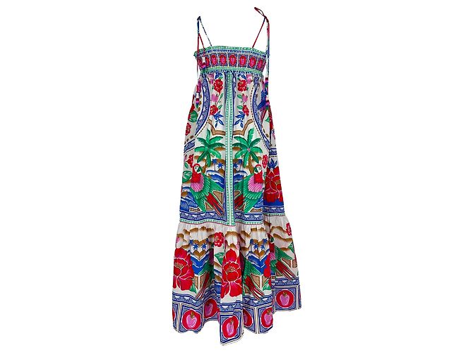Abito maxi da spiaggia Farm Rio Flowers in cotone multicolore - vista 3
