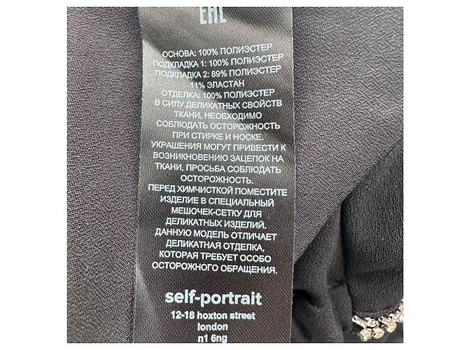 Self portrait Self-Portrait Top mit kristallbesetztem Ausschnitt aus schwarzem Polyester - Ansicht 4