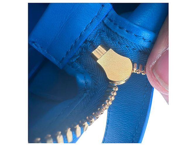 Borsa a tracolla Small Brick Cassette Bottega Veneta in pelle di agnello blu - vista 7