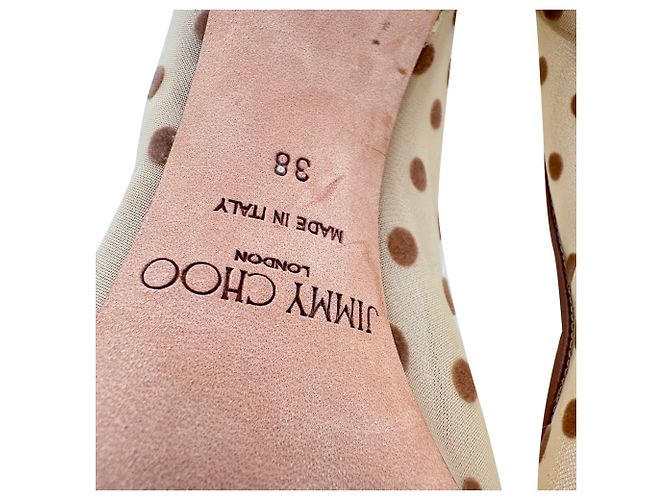 Décolleté a pois Jimmy Choo in mesh beige - vista 14