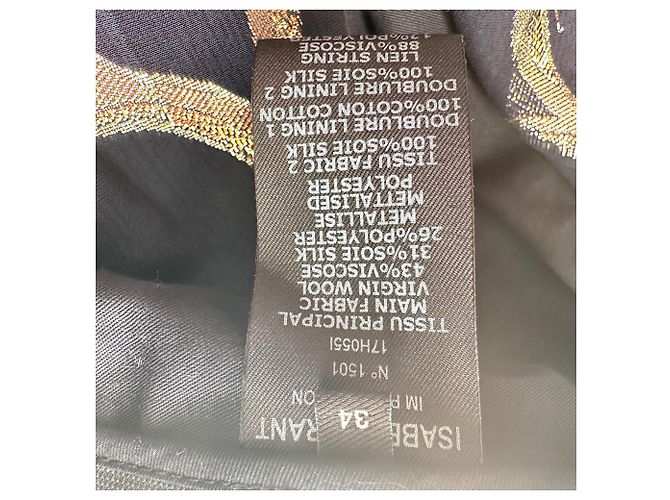 Isabel Marant bedruckte asymmetrische Bluse mit Bindegürtel aus dunkelblauer Wolle Marineblau - Ansicht 10