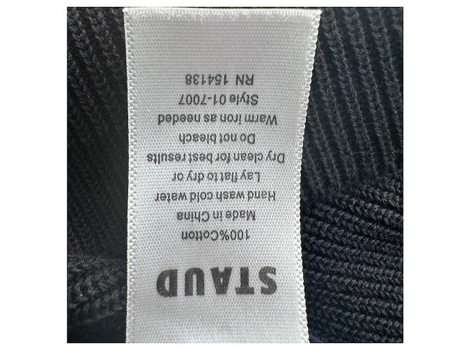 Vestido midi Staud Rio em algodão preto com alças adornadas com conchas - vista 5