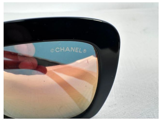 Timeless Chanel CH5370 Sonnenbrille Oversized Square Frame aus schwarzem Acetat Golden Metallisch - Ansicht 11