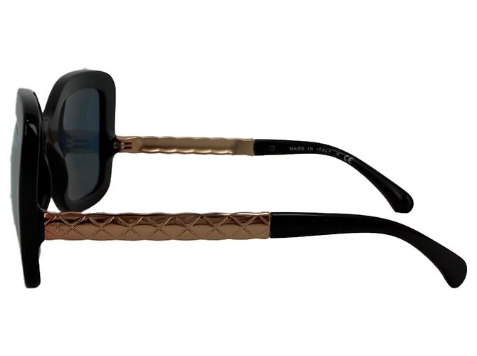 Timeless Chanel CH5370 Sonnenbrille Oversized Square Frame aus schwarzem Acetat Golden Metallisch - Ansicht 2