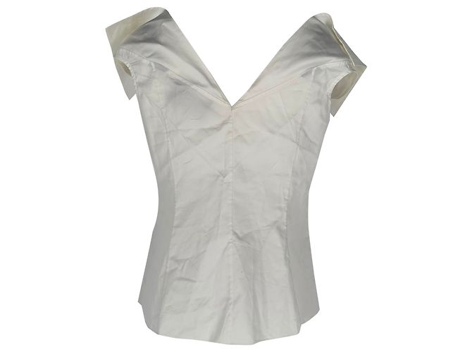 Jason Wu Elegantes Off-Shoulder-Top aus weißer Baumwolle Roh - Ansicht 4