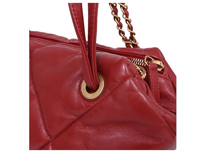 Timeless Borsa a tracolla matelassé Chanel Paris-New York in pelle rossa Rosso Bordò - vista 18