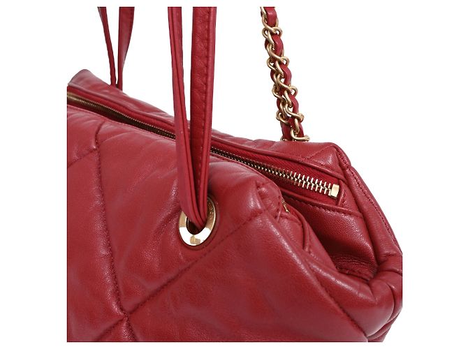 Timeless Borsa a tracolla matelassé Chanel Paris-New York in pelle rossa Rosso Bordò - vista 19
