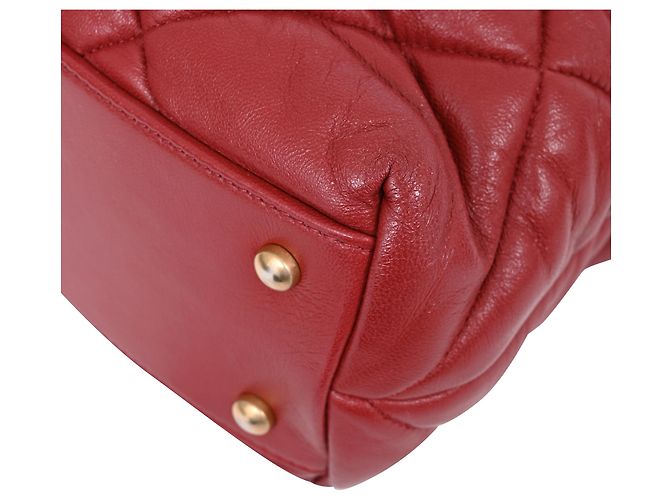 Timeless Borsa a tracolla matelassé Chanel Paris-New York in pelle rossa Rosso Bordò - vista 22