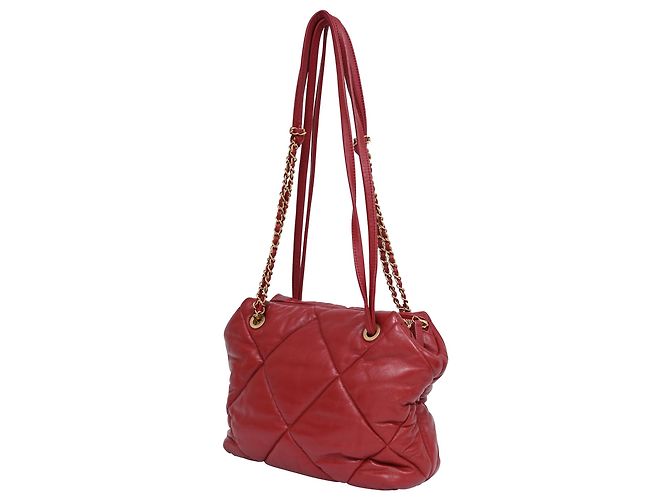 Timeless Borsa a tracolla matelassé Chanel Paris-New York in pelle rossa Rosso Bordò - vista 3