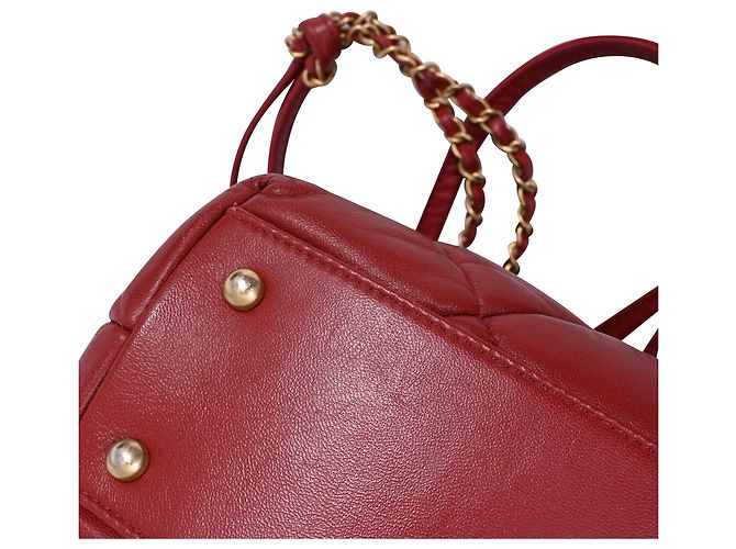 Timeless Borsa a tracolla matelassé Chanel Paris-New York in pelle rossa Rosso Bordò - vista 9