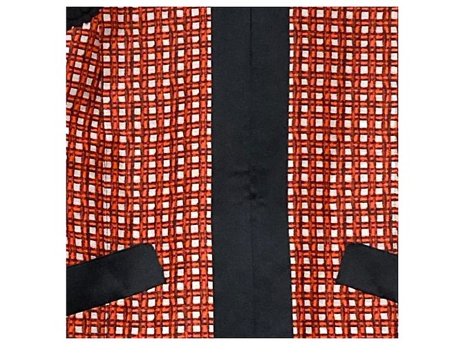 Autre Marque Chaqueta sin cuello de encaje a cuadros TAE ASHIDA Negro Naranja - vista 2