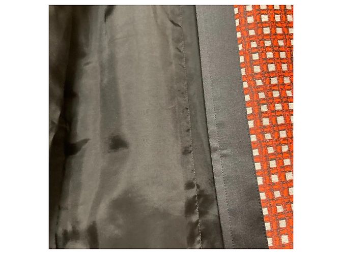 Autre Marque Chaqueta sin cuello de encaje a cuadros TAE ASHIDA Negro Naranja - vista 3